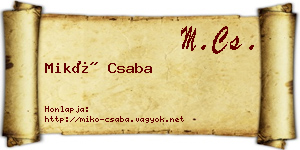 Mikó Csaba névjegykártya